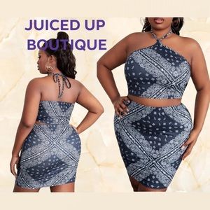 Blue Bandanna Skirt Set